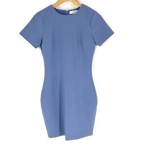Likely Manhattan Mini Dress Size 2 Womens Blue Bodycon Short Sleeve Cocktail